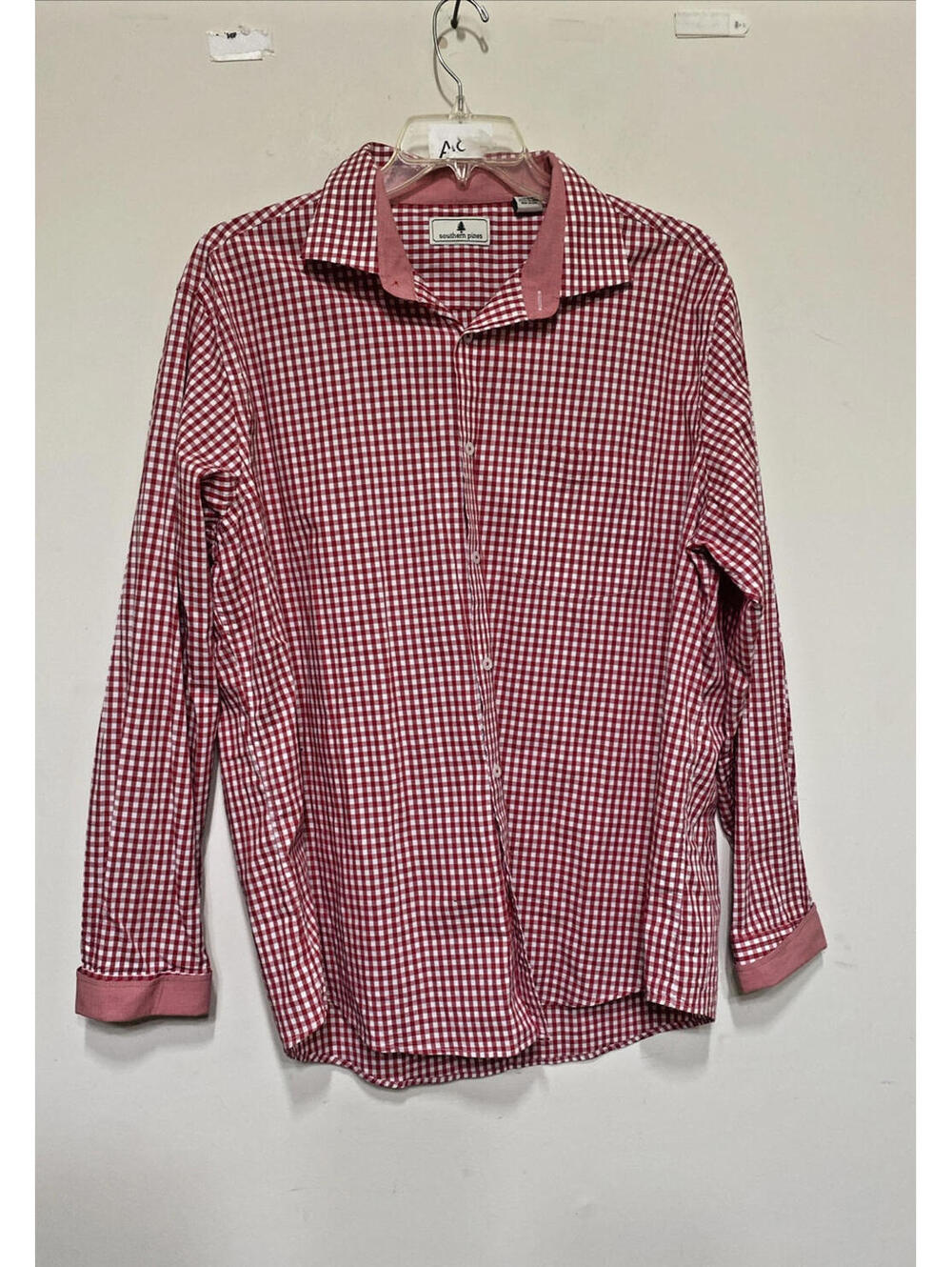 Southern Pines Red Gingham button Up Long Sleeve Short Size XXL Red White